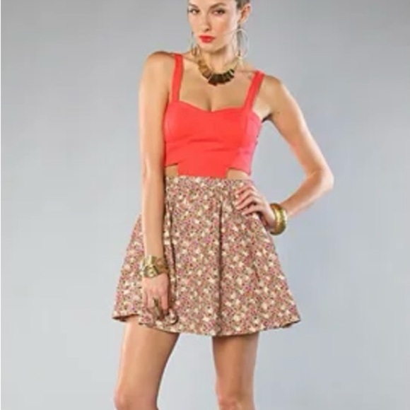 Lucca Couture Dresses & Skirts - LUCCA COUTURE Monica  CUTOUT MINI DRESS size Small-ORANGE FLORAL BOHO Corset